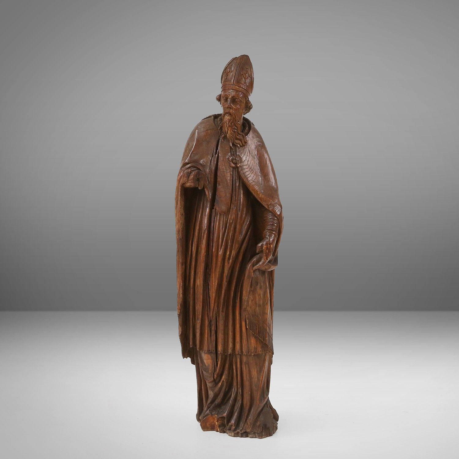Large rare antique statue of Saint Eligius, France ca. 1550-img
